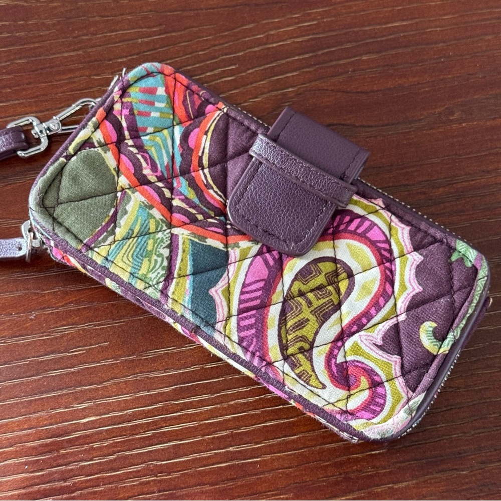Vera Bradley Quilted Multicolor Wallet Wristlet Plum Burgundy Pink Green